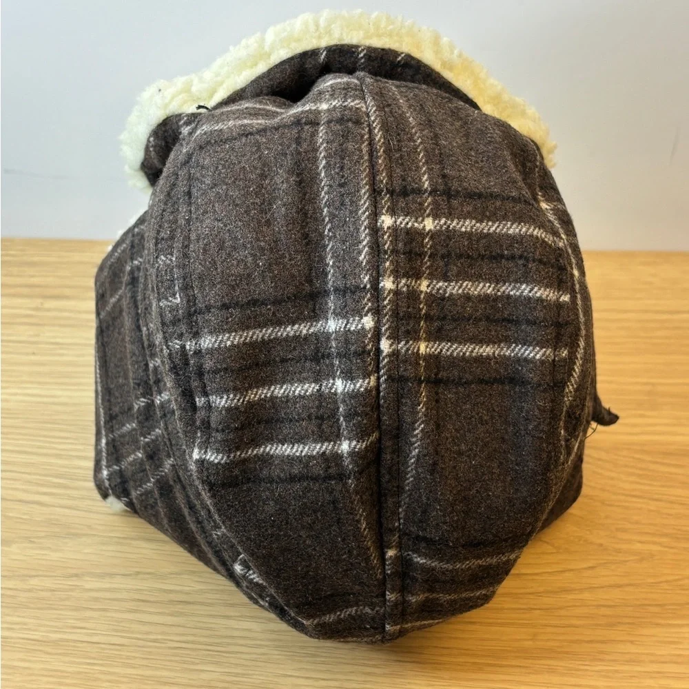 Stetson Plaid Brown and Cream Faux Sherpa Trapper‎ Hat Large